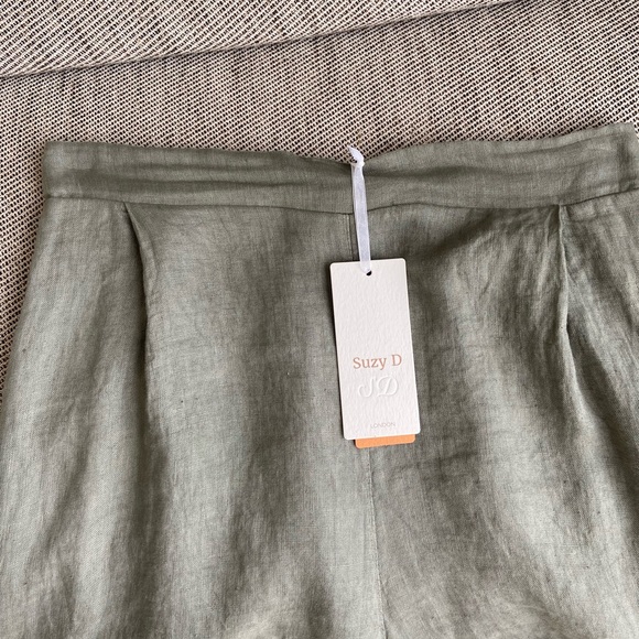 Suzy D London NWT 100% Linen Longline Shorts in Khaki size Large - Picture 4 of 10